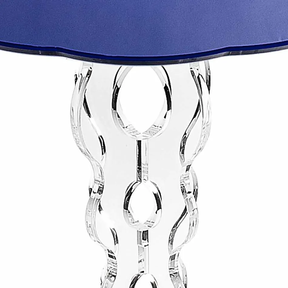 Tavolino tondo blu diametro 36 cm design moderno Janis, made in Italy Viadurini