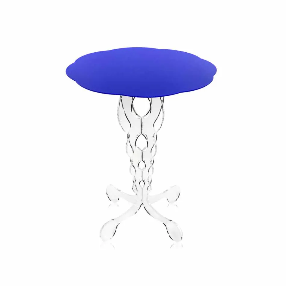 Tavolino tondo blu diametro 50 cm design moderno Janis, made in Italy Viadurini