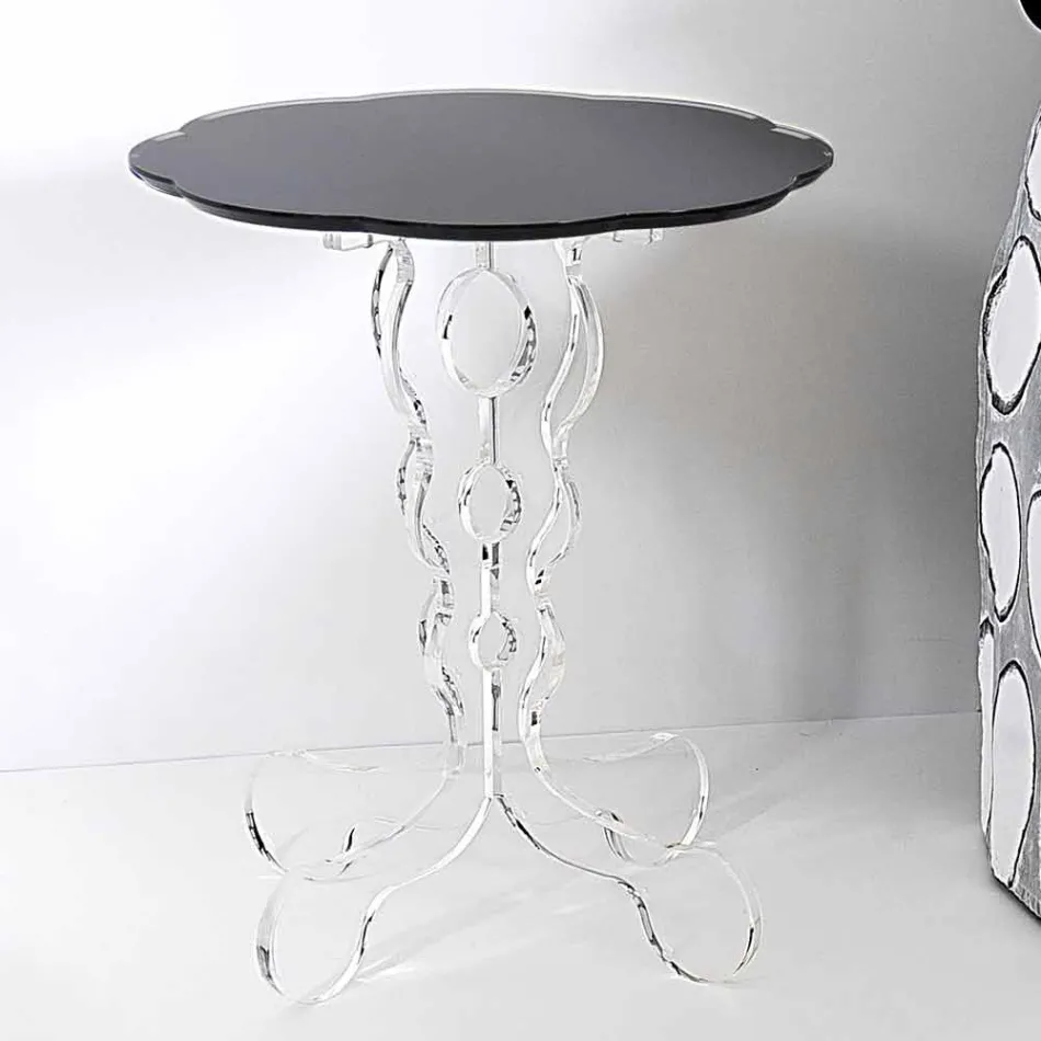 Tavolino tondo nero diametro 36 cm design moderno Janis, made in Italy Viadurini