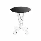 Tavolino tondo nero diametro 36 cm design moderno Janis, made in Italy Viadurini