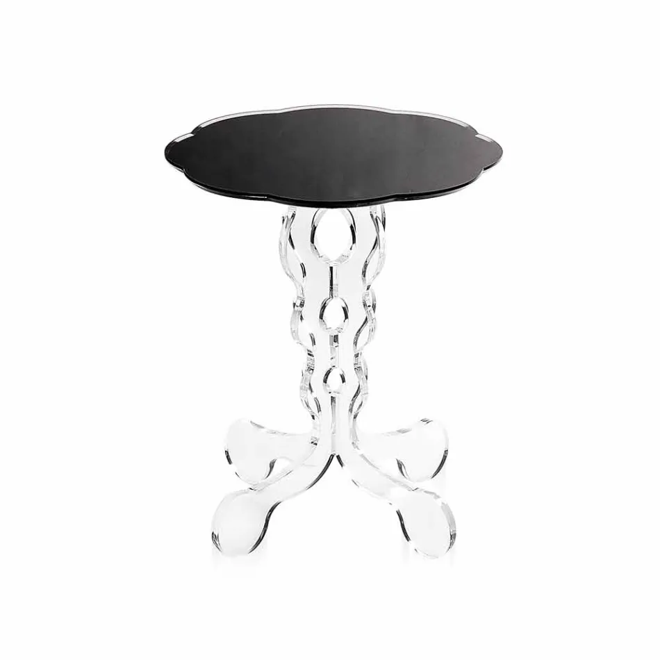 Tavolino tondo nero diametro 36 cm design moderno Janis, made in Italy Viadurini