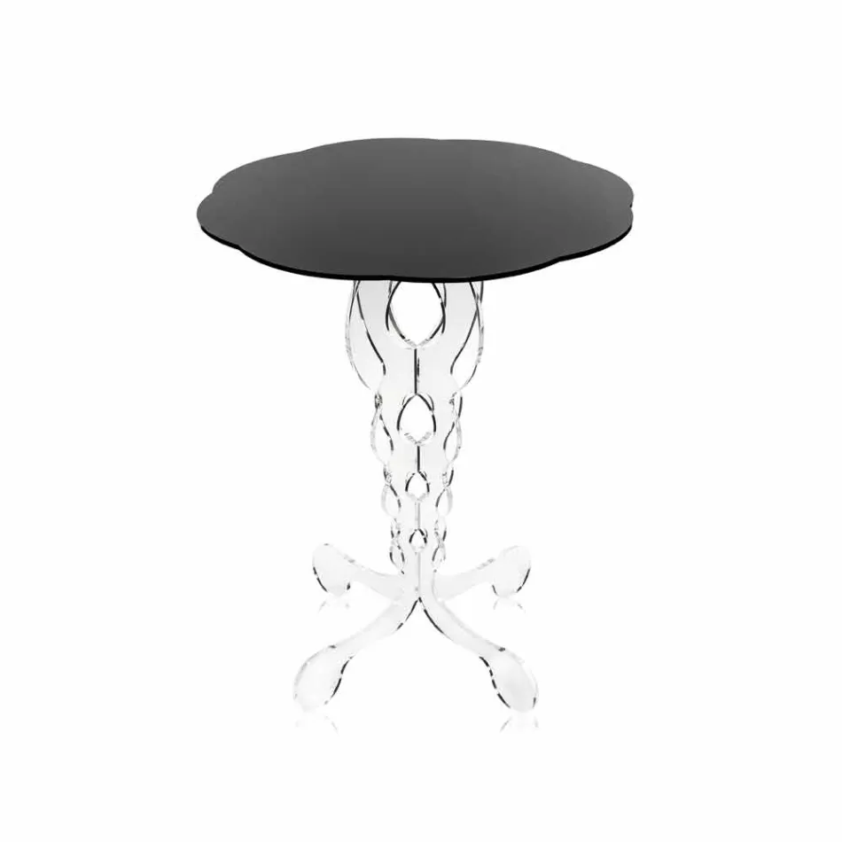 Tavolino tondo nero diametro 50 cm design moderno Janis, made in Italy Viadurini