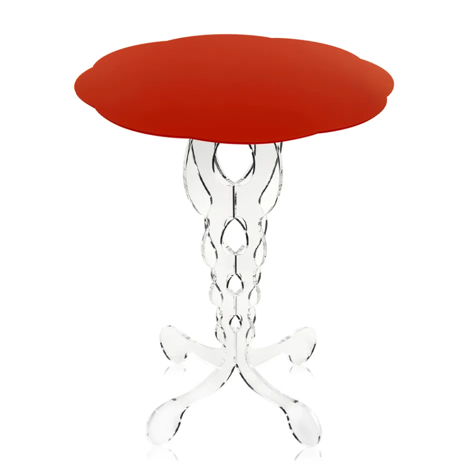 Tavolino tondo rosso diametro 50 cm design moderno Janis,made in Italy Viadurini
