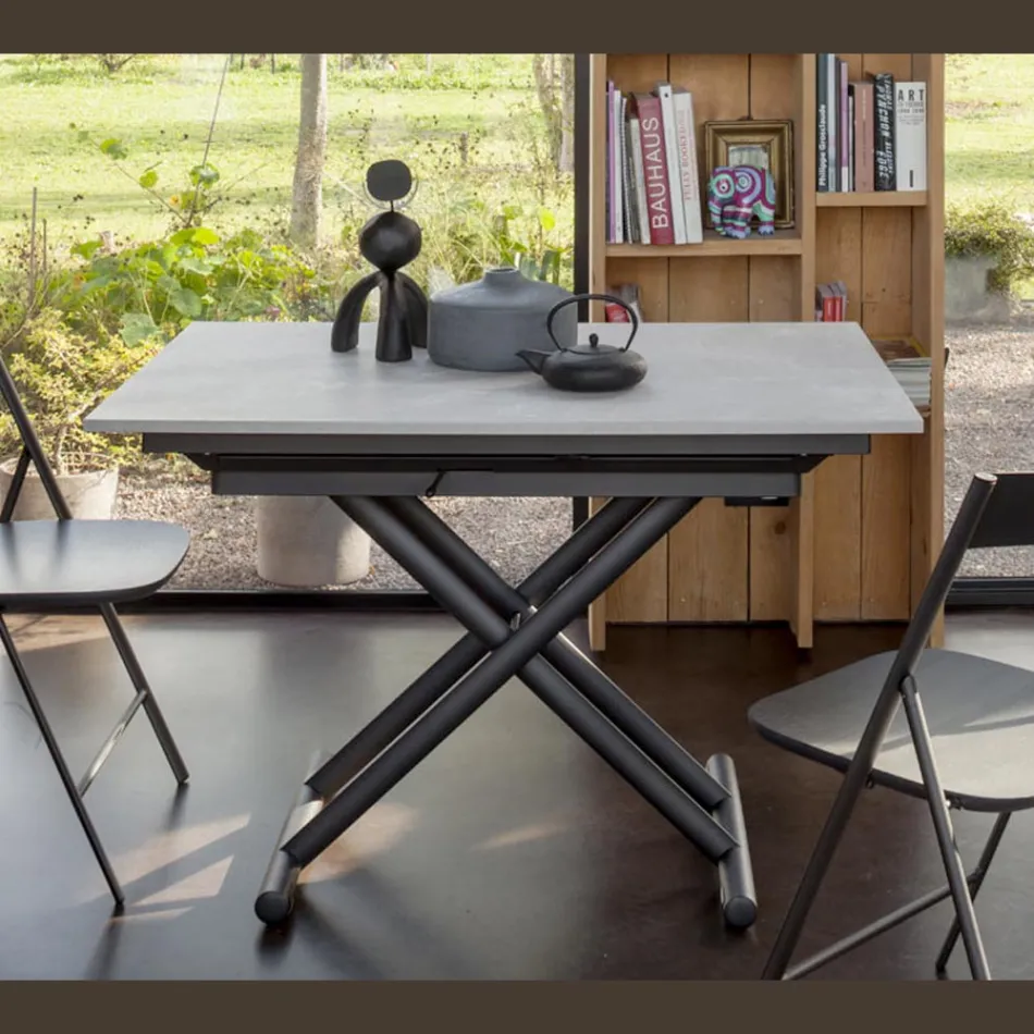 Tavolino Trasformabile con Altezza Regolabile fino a 82 cm Made in Italy - Rotella Viadurini