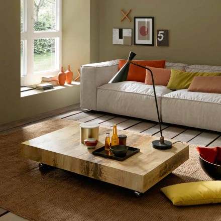 Tavolino Trasformabile di Design in Legno e Metallo Nero Made in Italy - Niverio Viadurini