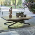Tavolino Trasformabile con Piano in Legno e Base Metallo Made in Italy - Pesco