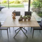 Tavolino Trasformabile in Tavolo da Pranzo Piano in Legno e Base Metallo - Pesco Viadurini
