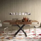 Tavolino Trasformabile in Tavolo Metallo e Legno Made in Italy - Polaris Viadurini