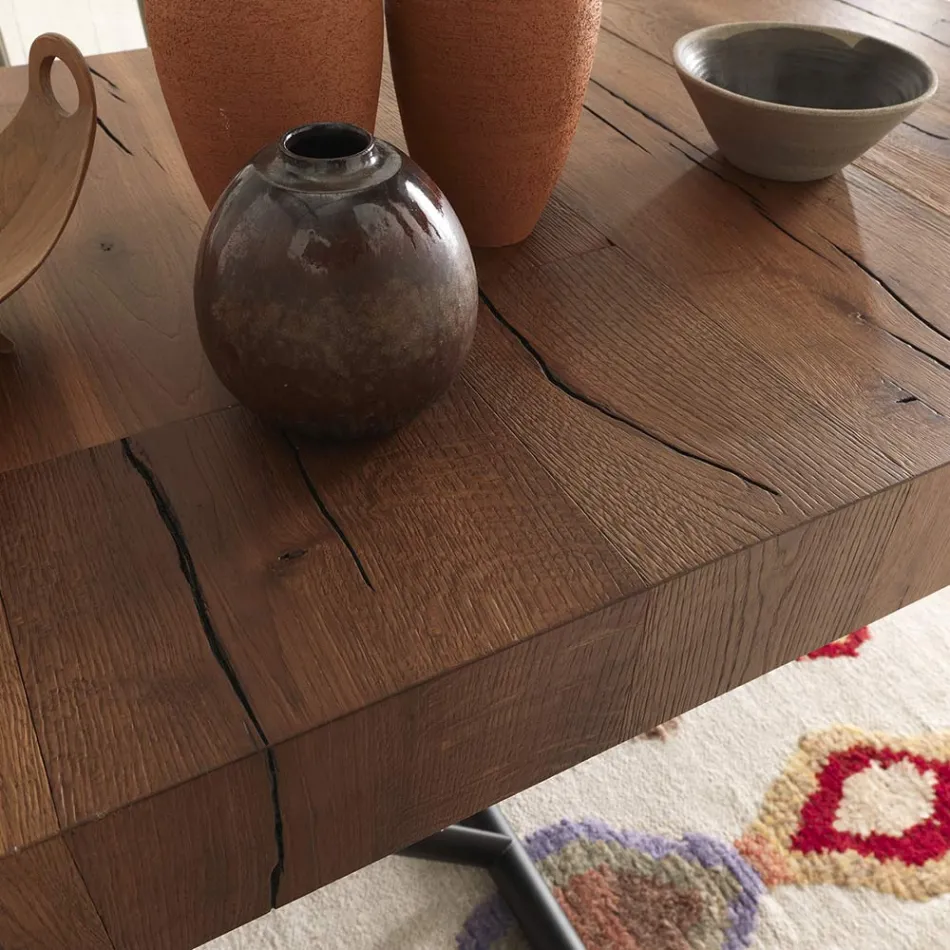 Tavolino Trasformabile in Tavolo Metallo e Legno Made in Italy - Polaris Viadurini