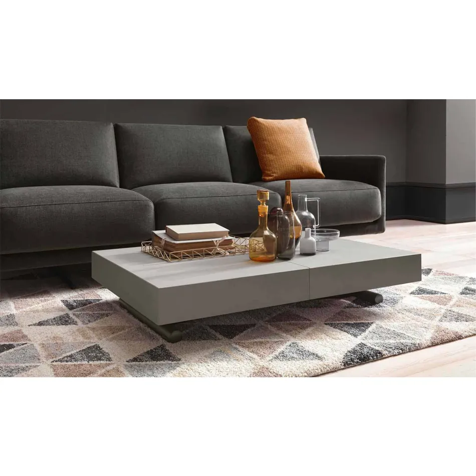 Tavolino Trasformabile Moderno con Piano Effetto Malta Made in Italy - Patroclo Viadurini