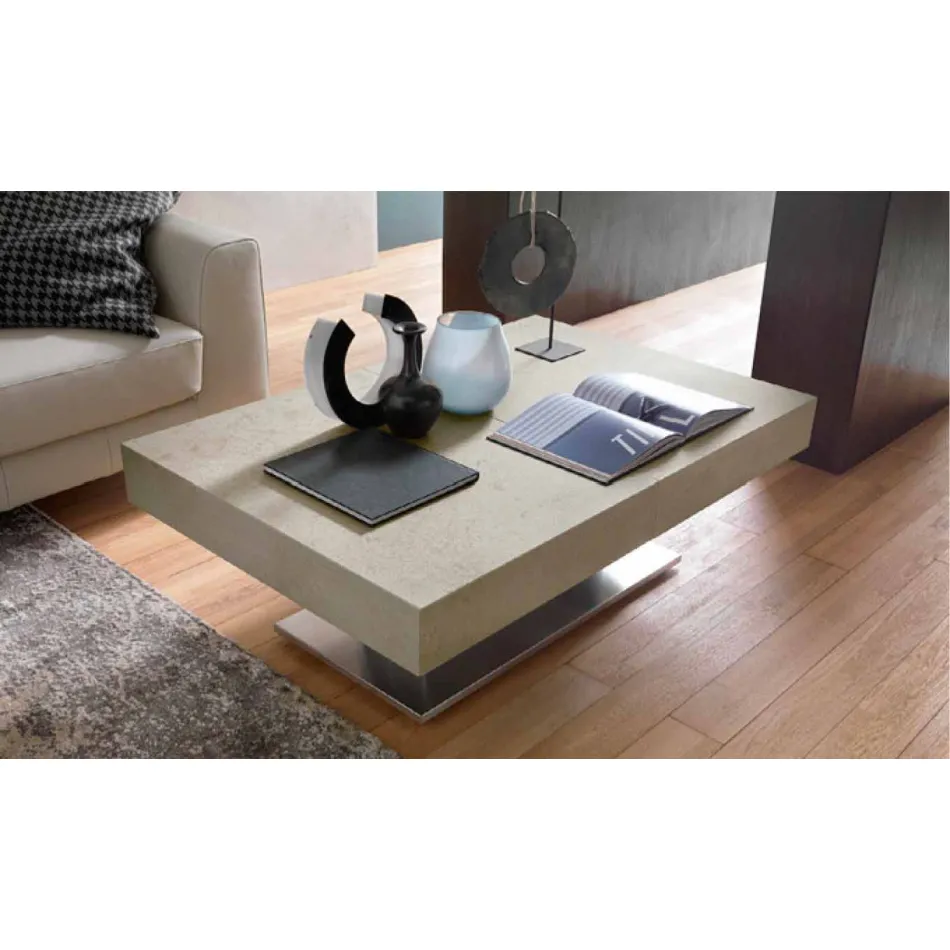 Tavolino Trasformabile Moderno con Piano Effetto Malta Made in Italy - Salomon Viadurini