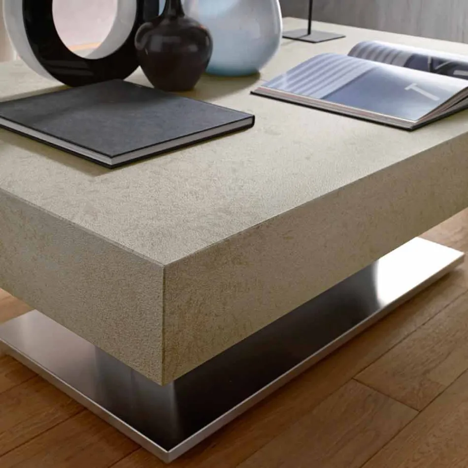 Tavolino Trasformabile Moderno con Piano Effetto Malta Made in Italy - Salomon Viadurini