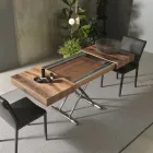 Tavolino Trasformabile Moderno in Legno e Metallo, Made in Italy - Spirit Viadurini