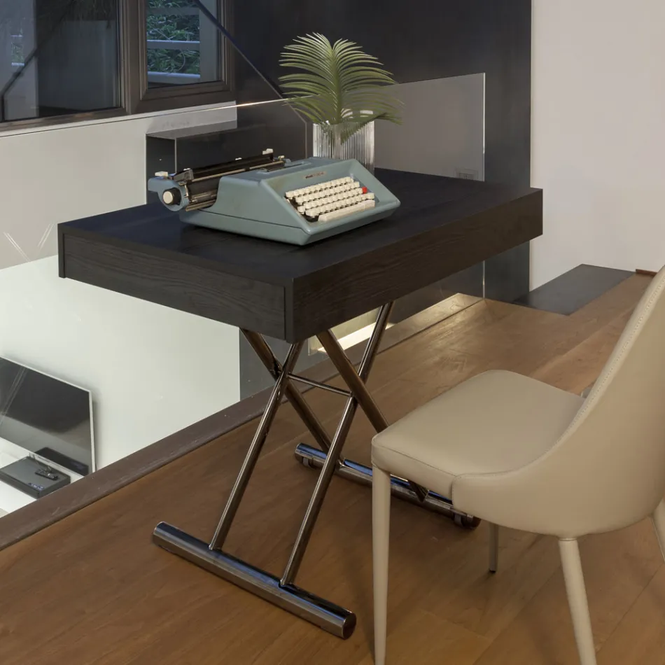 Tavolino Trasformabile Moderno in Metallo e Legno Made in Italy - Universe Viadurini