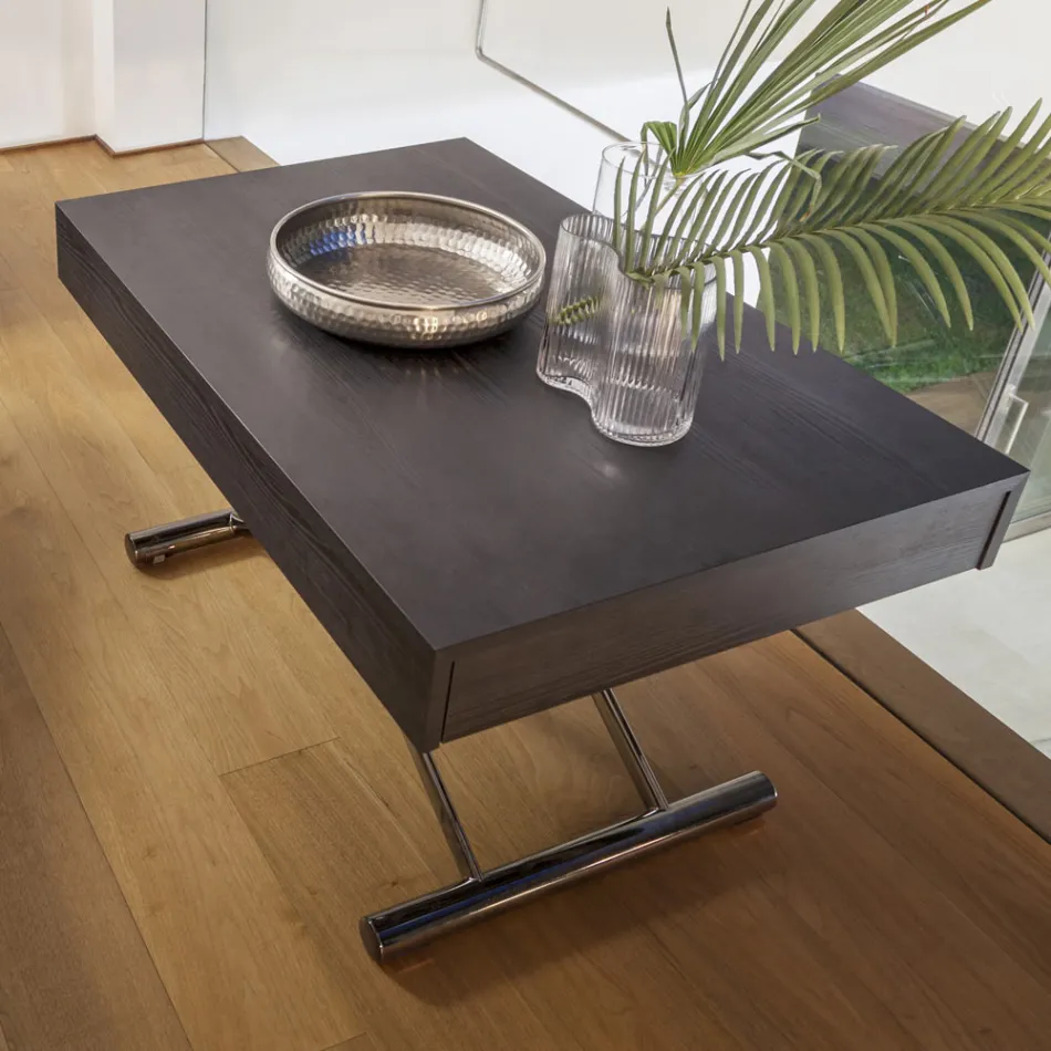 Tavolino Trasformabile Moderno in Metallo e Legno Made in Italy - Universe Viadurini