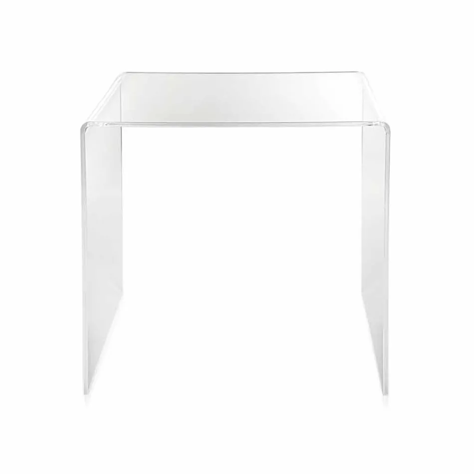Tavolino trasparente design moderno 40x40cm Terry Small, made in Italy Viadurini