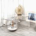 Tavolino trasparente design moderno L90xH40xP48 cm Bolly,made in Italy