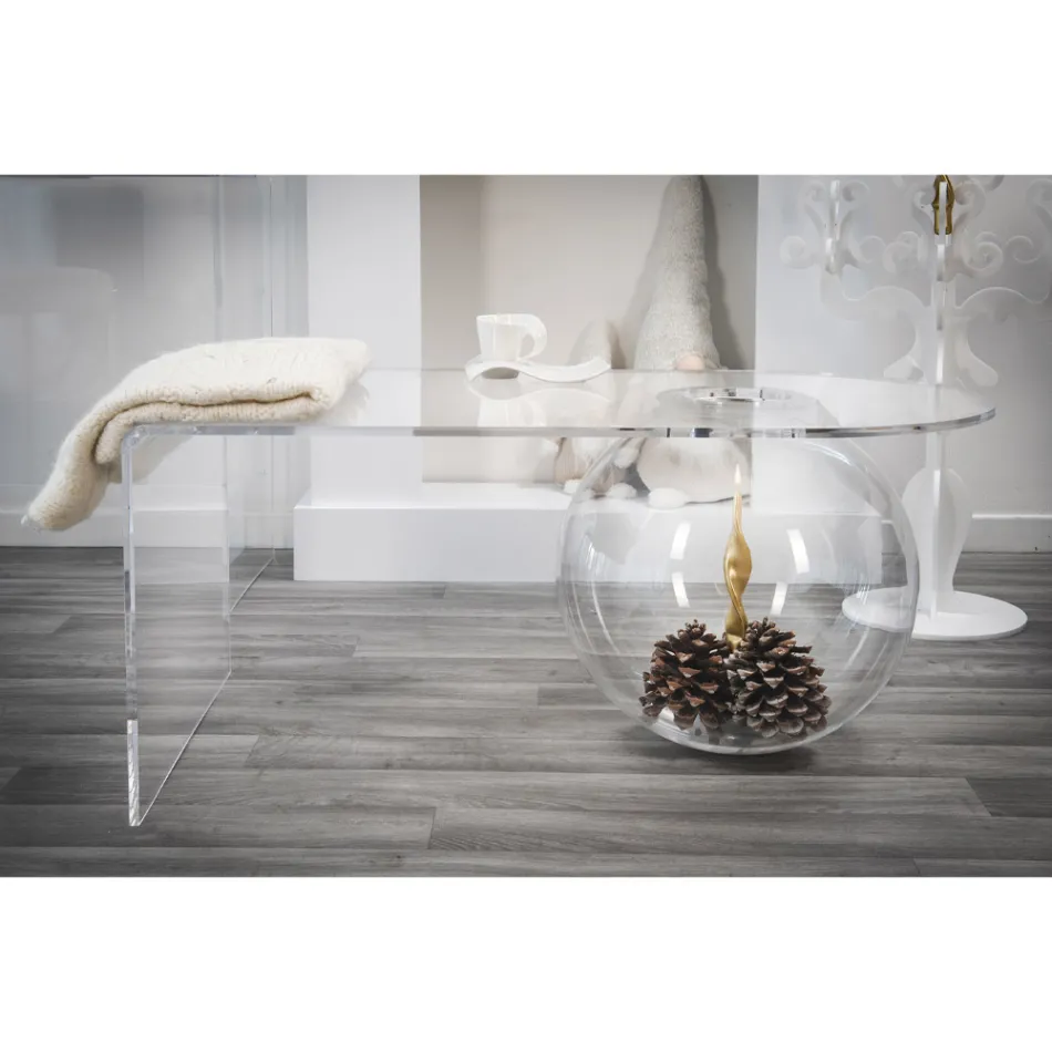 Tavolino trasparente design moderno L90xH40xP48 cm Bolly,made in Italy Viadurini