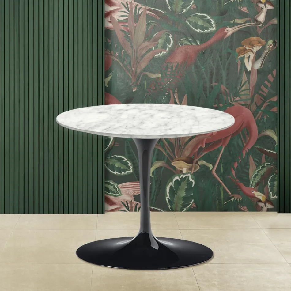 Tavolino Tulip Eero Saarinen H 39 con Piano in Marmo di Carrara Made in Italy - Scarlet Viadurini