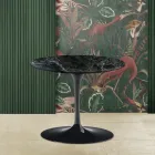 Tavolino Tulip Eero Saarinen H 39 con Piano Rotondo in Marmo Verde Alpi  Viadurini