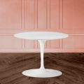 Tavolino Tulip Eero Saarinen H 39 Ovale in Laminato Liquido Bianco Made in Italy - Scarlet