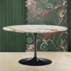 Tavolino Tulip Eero Saarinen H 41 con Piano in Marmo Caracatta Oro Made in Italy - Scarlet Viadurini