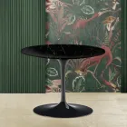 Tavolino Tulip Eero Saarinen H 41 con Piano Rotondo in Marmo Nero Marquinia Viadurini