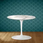 Tavolino Tulip Eero Saarinen H 41 in Ceramica Aura 22 Made in Italy - Scarlet Viadurini