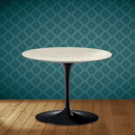 Tavolino Tulip Eero Saarinen H 41 in Ceramica Marmorio Made in Italy - Scarlet Viadurini