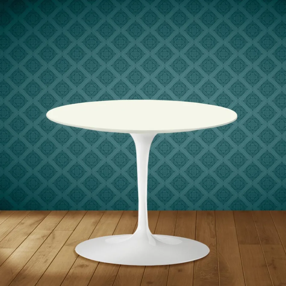 Tavolino Tulip Eero Saarinen H 41 in Ceramica Moonè Made in Italy - Scarlet Viadurini