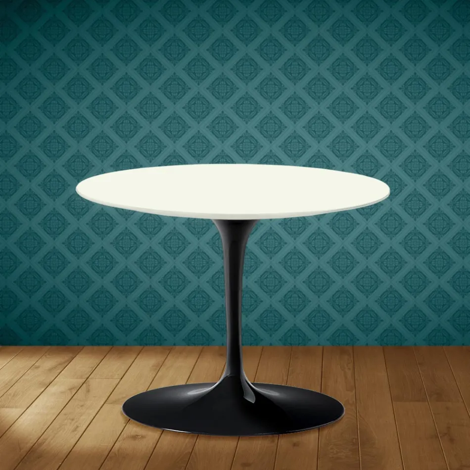 Tavolino Tulip Eero Saarinen H 41 in Ceramica Moonè Made in Italy - Scarlet Viadurini