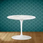 Tavolino Tulip Eero Saarinen H 41 in Ceramica Morpheus Made in Italy - Scarlet Viadurini