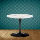 Tavolino Tulip Eero Saarinen H 41 in Ceramica Morpheus Made in Italy - Scarlet Viadurini