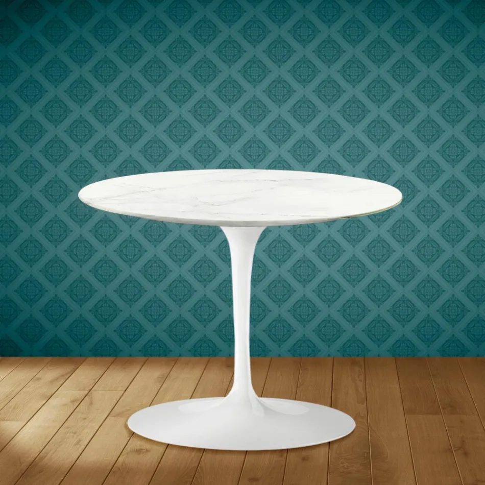 Tavolino Tulip Eero Saarinen H 41 in Ceramica Rem Made in Italy - Scarlet Viadurini