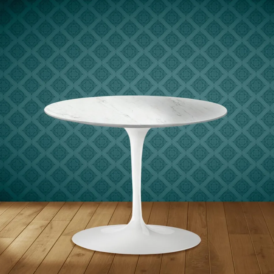 Tavolino Tulip Eero Saarinen H 41 in Ceramica Salina Made in Italy - Scarlet Viadurini