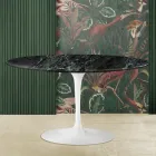 Tavolino Tulip Eero Saarinen H 41 in Marmo Verde Alpi Realizzato in Italia Viadurini