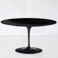 Tavolino Tulip Eero Saarinen H 41 Ovale con Piano in Laminato Liquido Nero - Scarlet