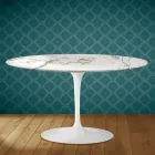 Tavolino Tulip Eero Saarinen H 41 Ovale in Ceramica Aura 22 Made in Italy - Scarlet Viadurini
