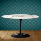 Tavolino Tulip Eero Saarinen H 41 Ovale in Ceramica Aura 22 Made in Italy - Scarlet Viadurini