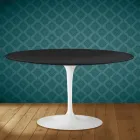 Tavolino Tulip Eero Saarinen H 41 Ovale in Ceramica Domoos Made in Italy - Scarlet Viadurini