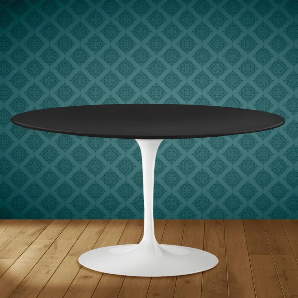 Tavolino Tulip Eero Saarinen H 41 Ovale in Ceramica Domoos Made in Italy - Scarlet Viadurini