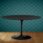Tavolino Tulip Eero Saarinen H 41 Ovale in Ceramica Domoos Made in Italy - Scarlet Viadurini