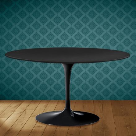 Tavolino Tulip Eero Saarinen H 41 Ovale in Ceramica Domoos Made in Italy - Scarlet Viadurini