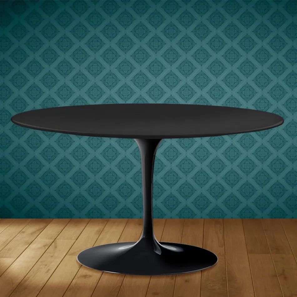Tavolino Tulip Eero Saarinen H 41 Ovale in Ceramica Domoos Made in Italy - Scarlet Viadurini