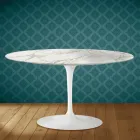 Tavolino Tulip Eero Saarinen H 41 Ovale in Ceramica Lucid Made in Italy - Scarlet Viadurini