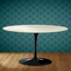 Tavolino Tulip Eero Saarinen H 41 Ovale in Ceramica Marmorio Made in Italy - Scarlet Viadurini