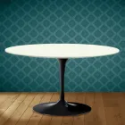 Tavolino Tulip Eero Saarinen H 41 Ovale in Ceramica Moonè Made in Italy - Scarlet Viadurini