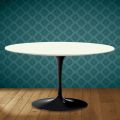 Tavolino Tulip Eero Saarinen H 41 Ovale in Ceramica Moonè Made in Italy - Scarlet