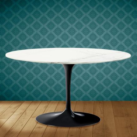 Tavolino Tulip Eero Saarinen H 41 Ovale in Ceramica Rem Made in Italy - Scarlet Viadurini