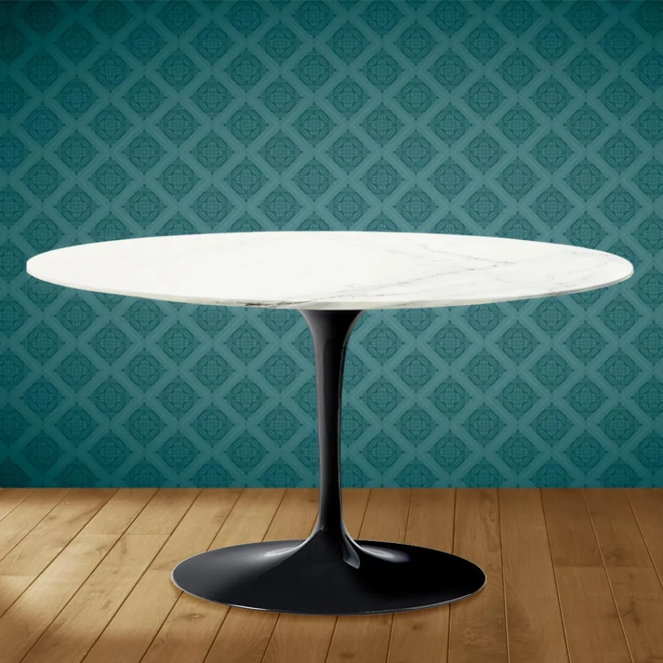 Tavolino Tulip Eero Saarinen H 41 Ovale in Ceramica Rem Made in Italy - Scarlet Viadurini